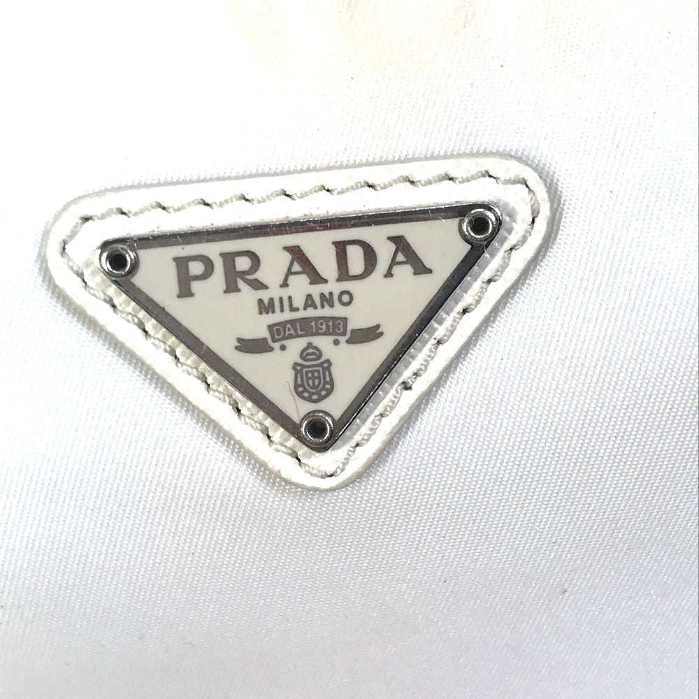 PRADA 1BH204 Triangle Logo Plate Re-Edition 2005 Crossbody Chain Shoulder Bag with Pouch, Nylon, White