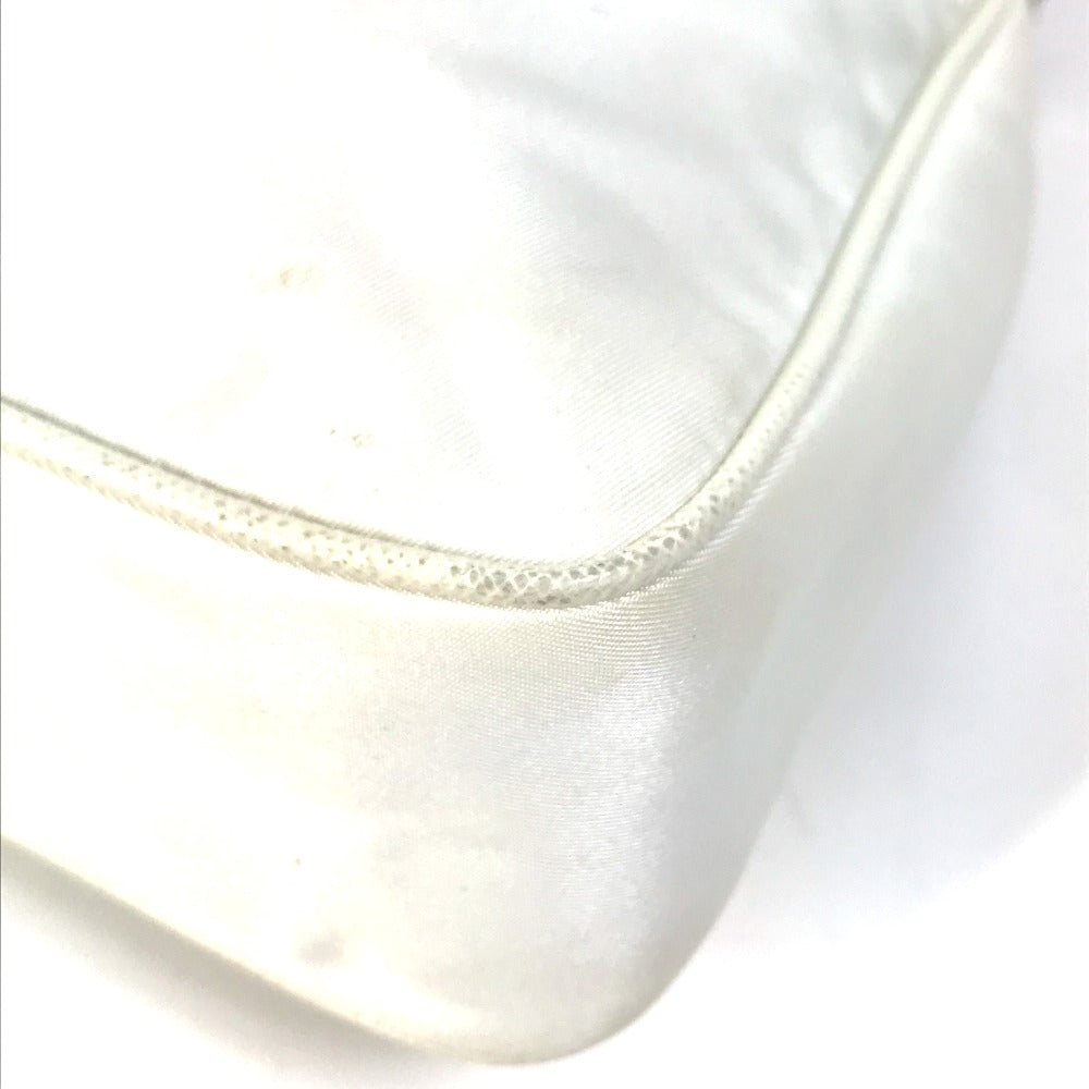 PRADA 1BH204 Triangle Logo Plate Re-Edition 2005 Crossbody Chain Shoulder Bag with Pouch, Nylon, White