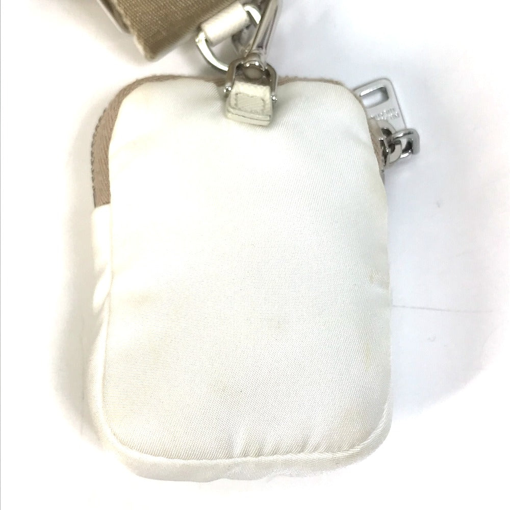 PRADA 1BH204 Triangle Logo Plate Re-Edition 2005 Crossbody Chain Shoulder Bag with Pouch, Nylon, White