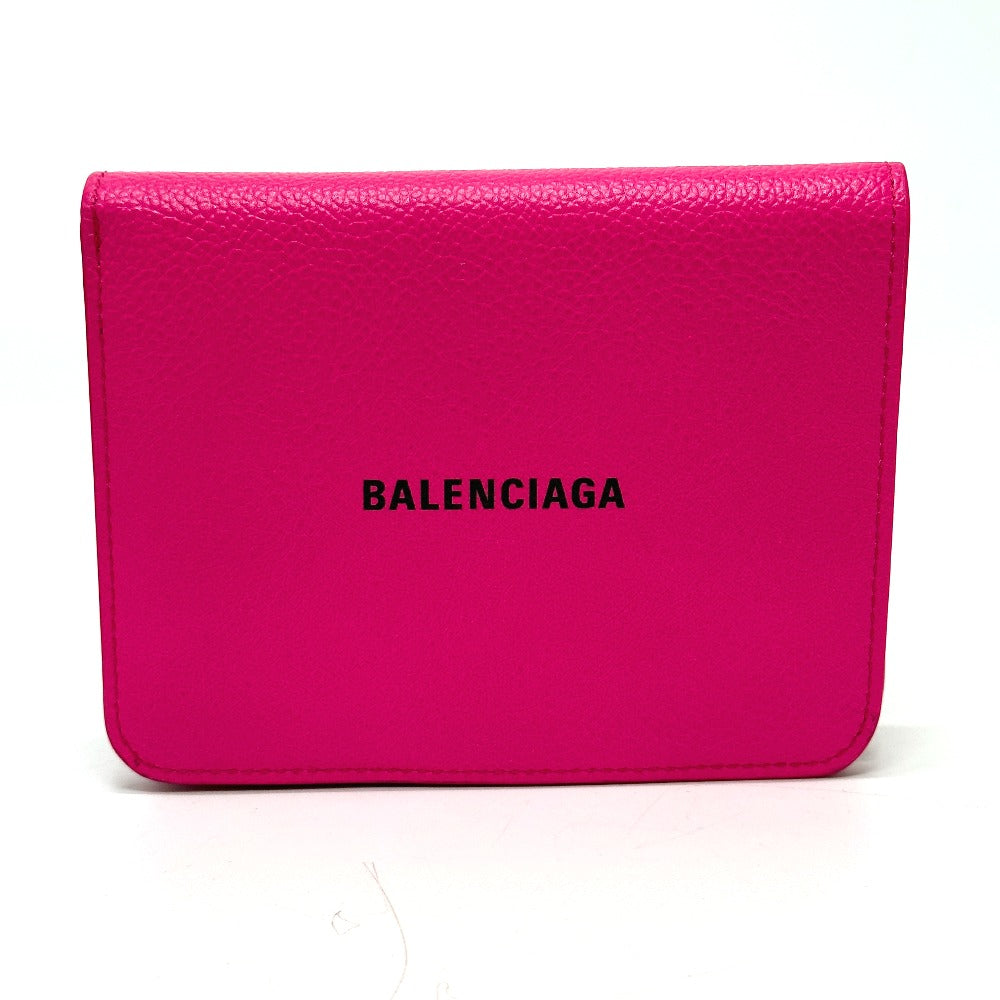 BALENCIAGA ロゴ ヴィル ミディアムウォレット 2つ折り財布 レザー ユニセックス ピンク