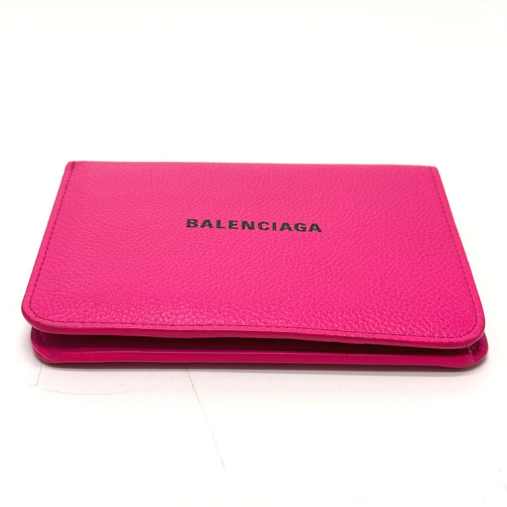 BALENCIAGA ロゴ ヴィル ミディアムウォレット 2つ折り財布 レザー ユニセックス ピンク
