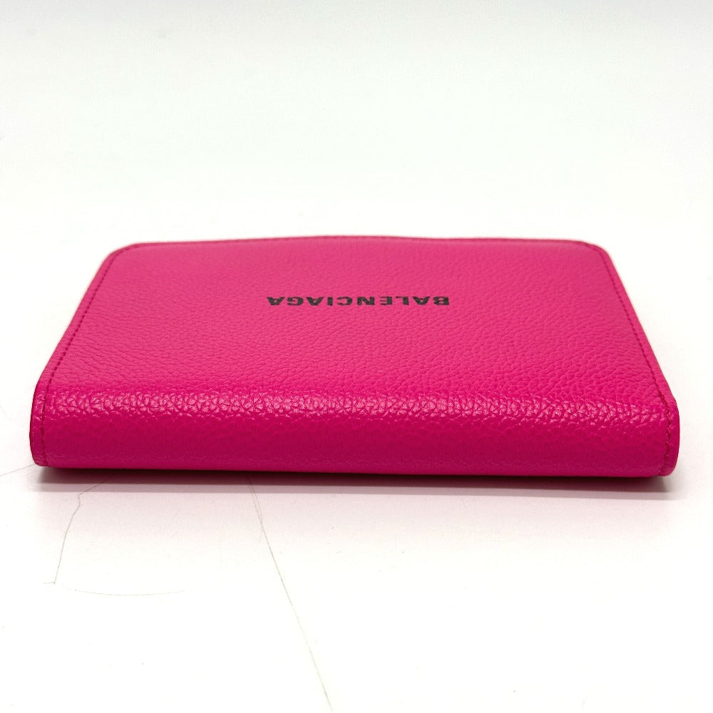 BALENCIAGA ロゴ ヴィル ミディアムウォレット 2つ折り財布 レザー ユニセックス ピンク