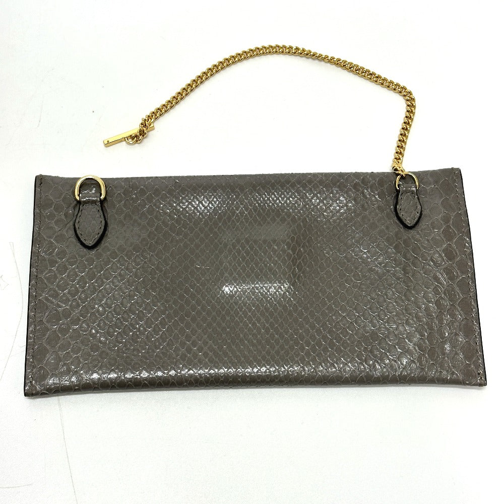 GUCCI 537219 Sherry Line Raja Tiger Head Shoulder Bag Chain Tote Bag Leather Women's Gray