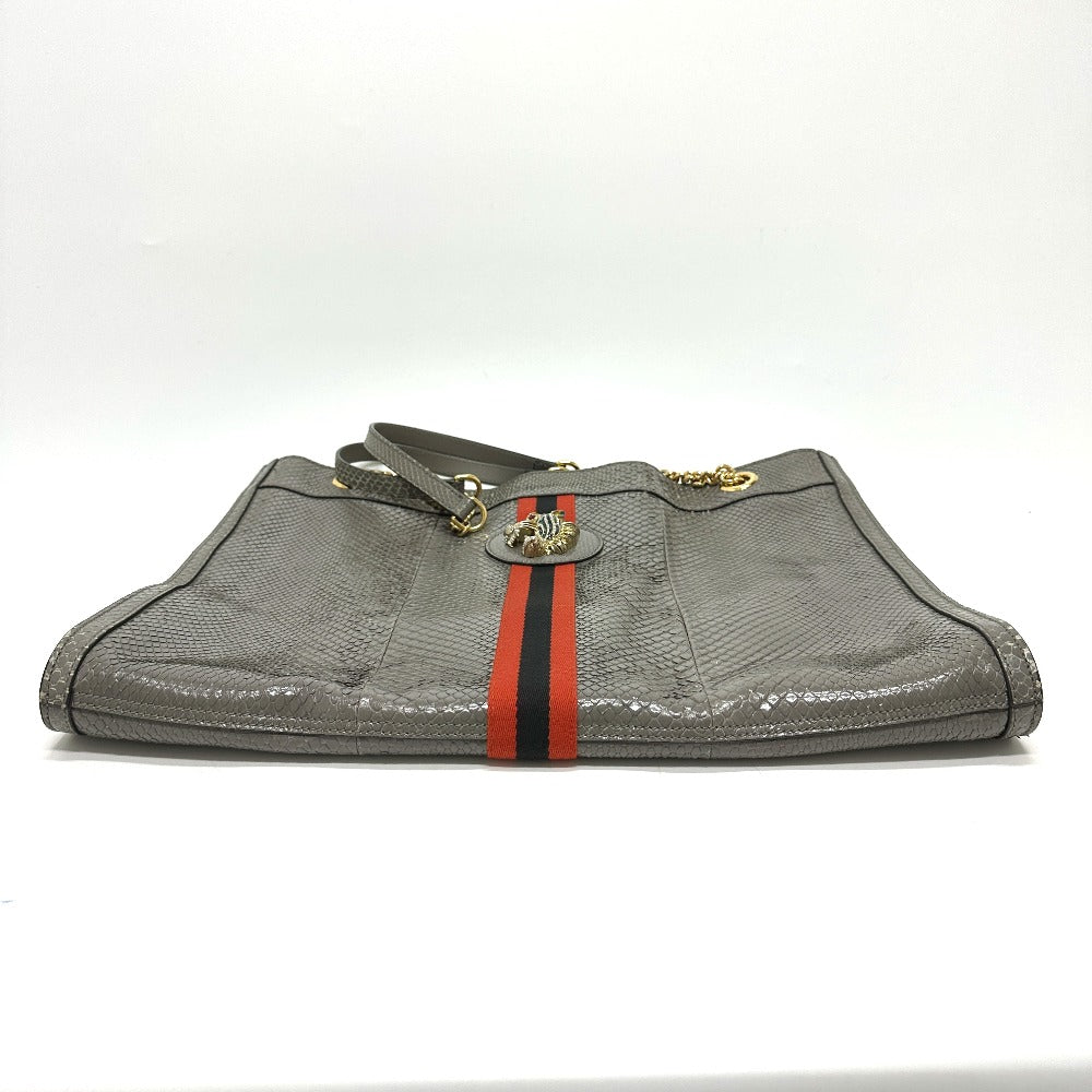 GUCCI 537219 Sherry Line Raja Tiger Head Shoulder Bag Chain Tote Bag Leather Women's Gray