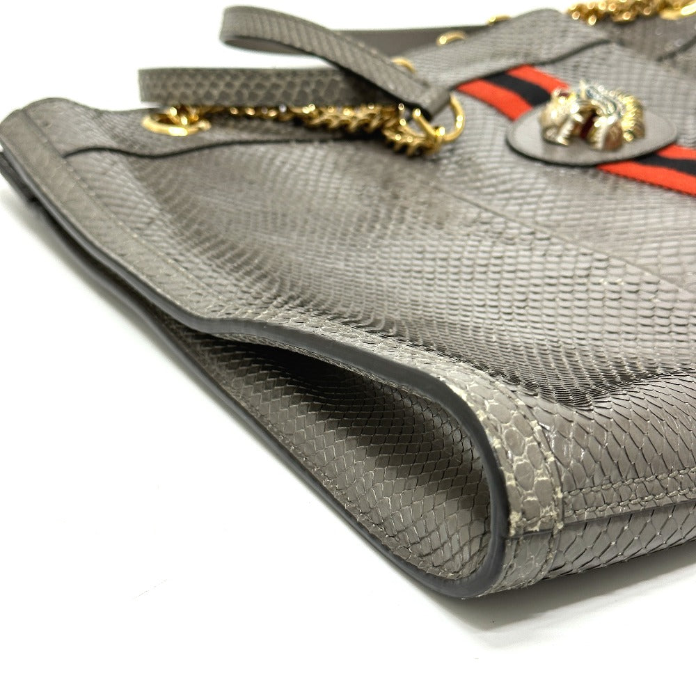 GUCCI 537219 Sherry Line Raja Tiger Head Shoulder Bag Chain Tote Bag Leather Women's Gray