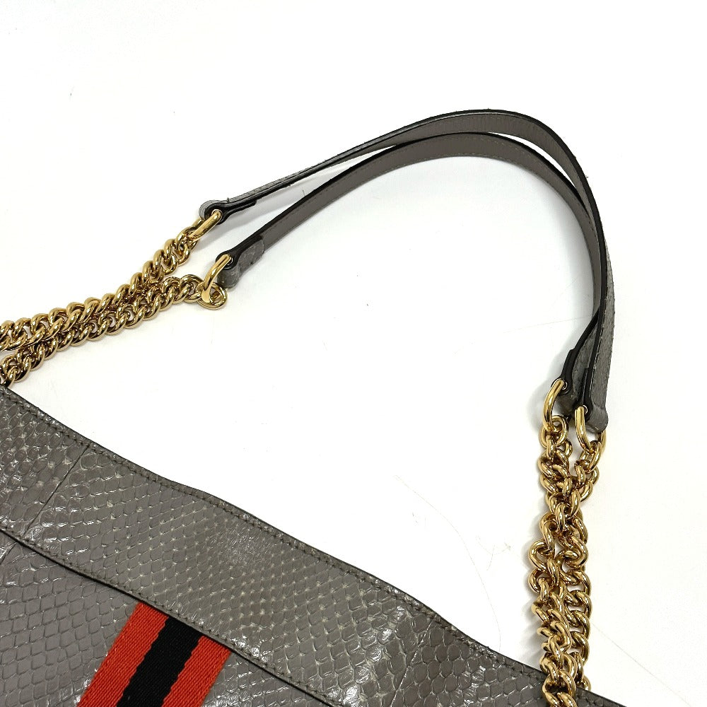 GUCCI 537219 Sherry Line Raja Tiger Head Shoulder Bag Chain Tote Bag Leather Women's Gray