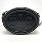 CELINE Triomphe Oval Purse Cuir Crossbody Shoulder Bag in Black Leather