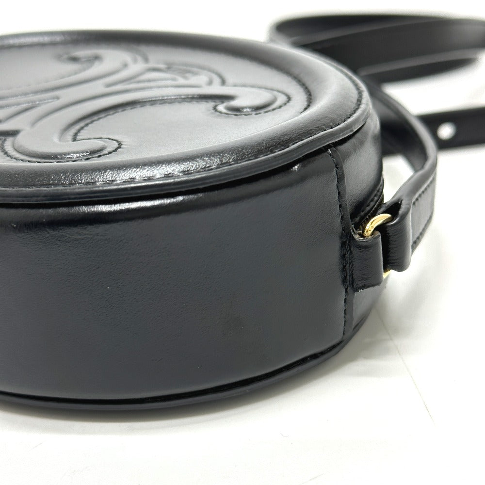 CELINE Triomphe Oval Purse Cuir Crossbody Shoulder Bag in Black Leather