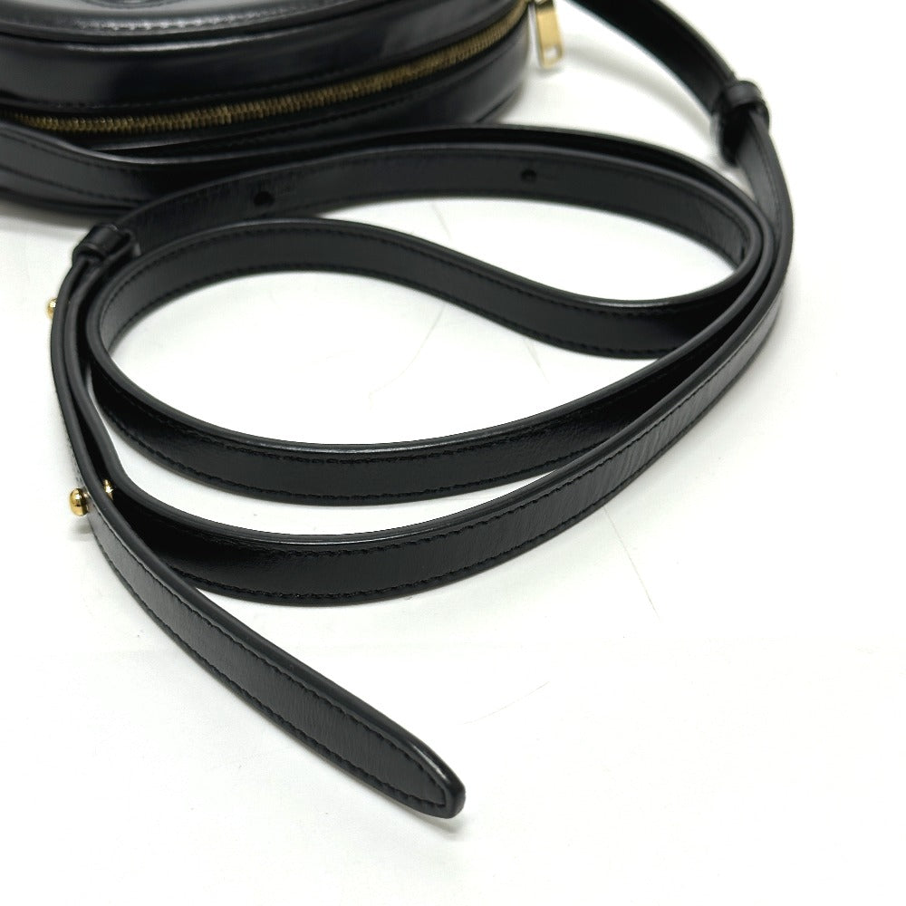 CELINE Triomphe Oval Purse Cuir Crossbody Shoulder Bag in Black Leather