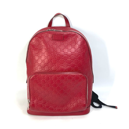 GUCCI 406370 グッチシマ GG バックパック カバン リュックサック シマレザー ユニセックス レッド