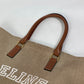 CELINE 19006 Shoulder Bag, Horizontal Cabas Logo Tote Bag, Canvas/Leather, Brown, Women's