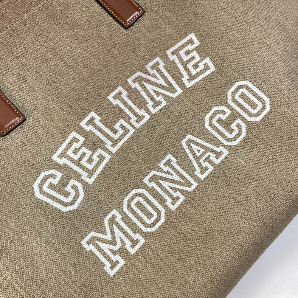 CELINE 19006 Shoulder Bag, Horizontal Cabas Logo Tote Bag, Canvas/Leather, Brown, Women's