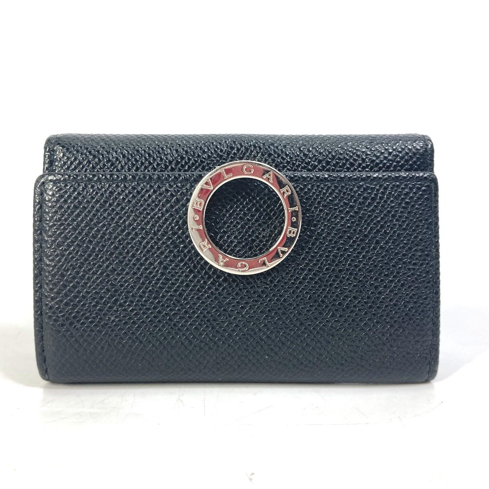 BVLGARI BVLGARI Ring Clip Logo Clip 6-Key Leather Key Case for Men, Black