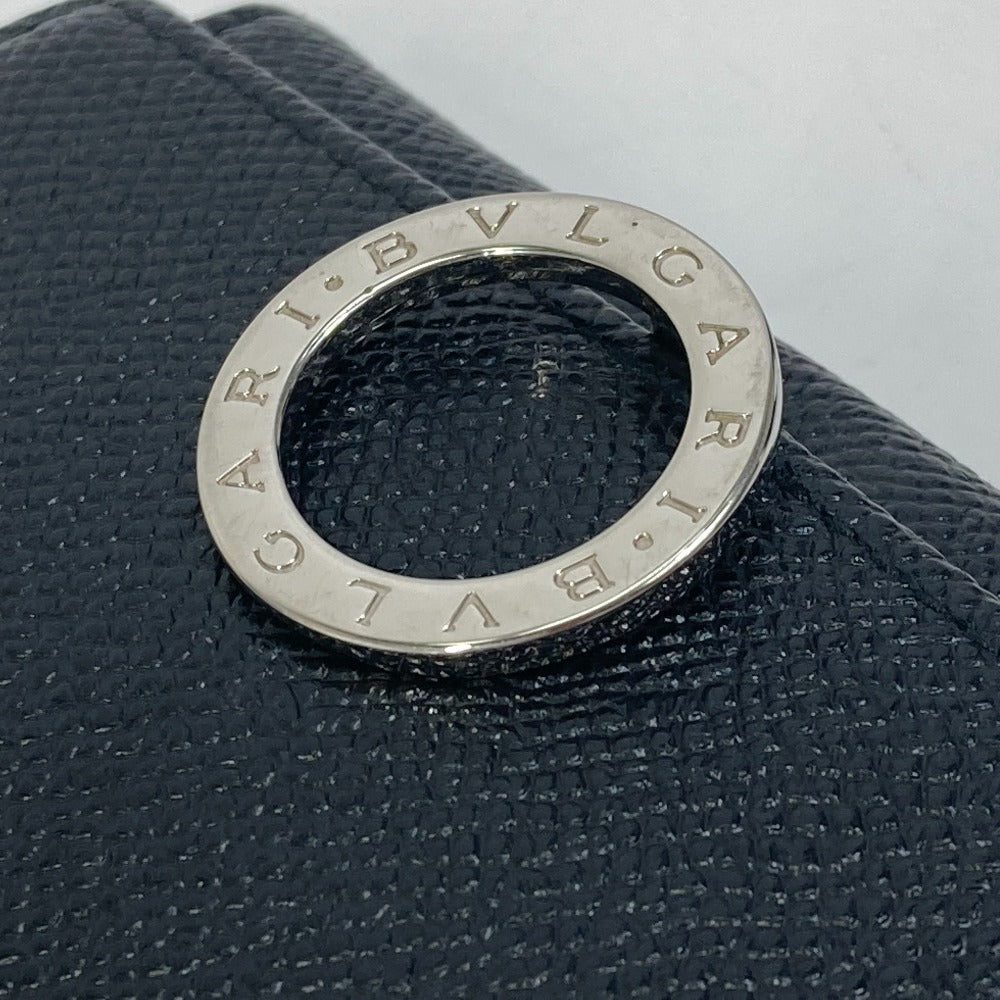 BVLGARI BVLGARI Ring Clip Logo Clip 6-Key Leather Key Case for Men, Black