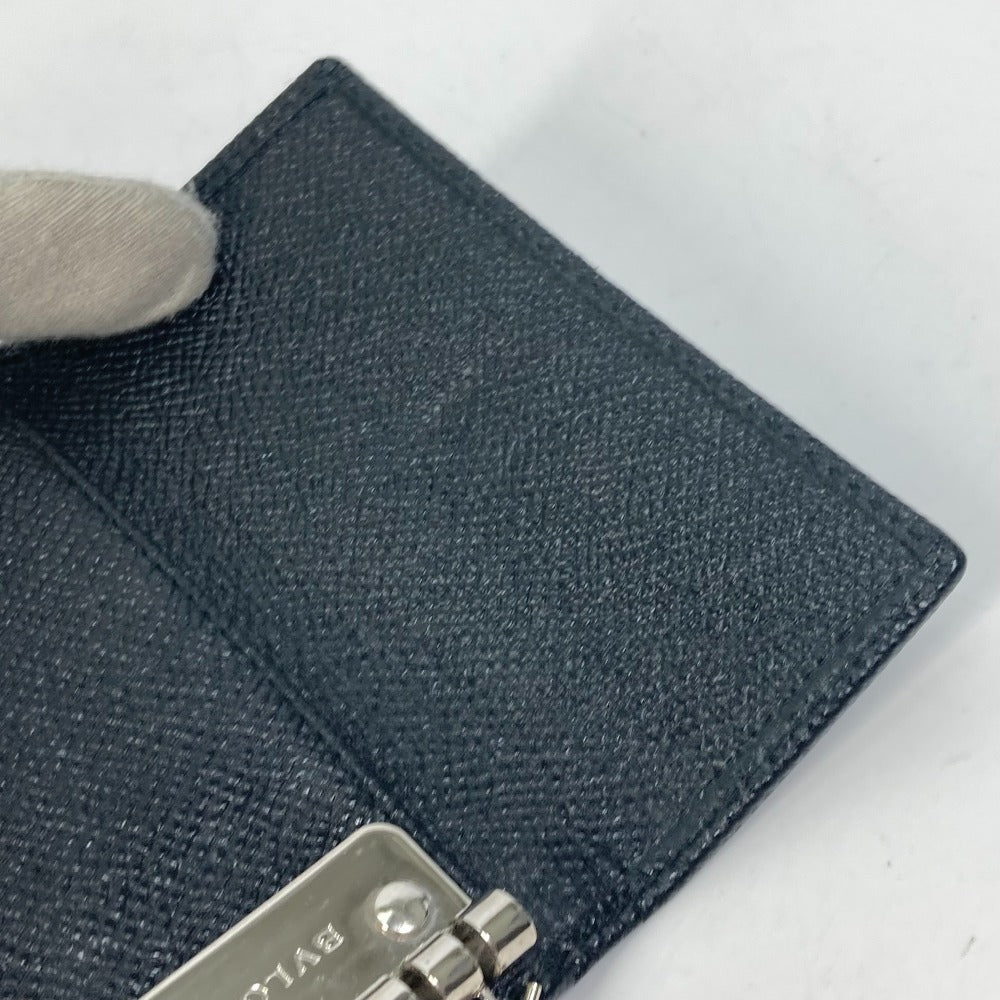 BVLGARI BVLGARI Ring Clip Logo Clip 6-Key Leather Key Case for Men, Black