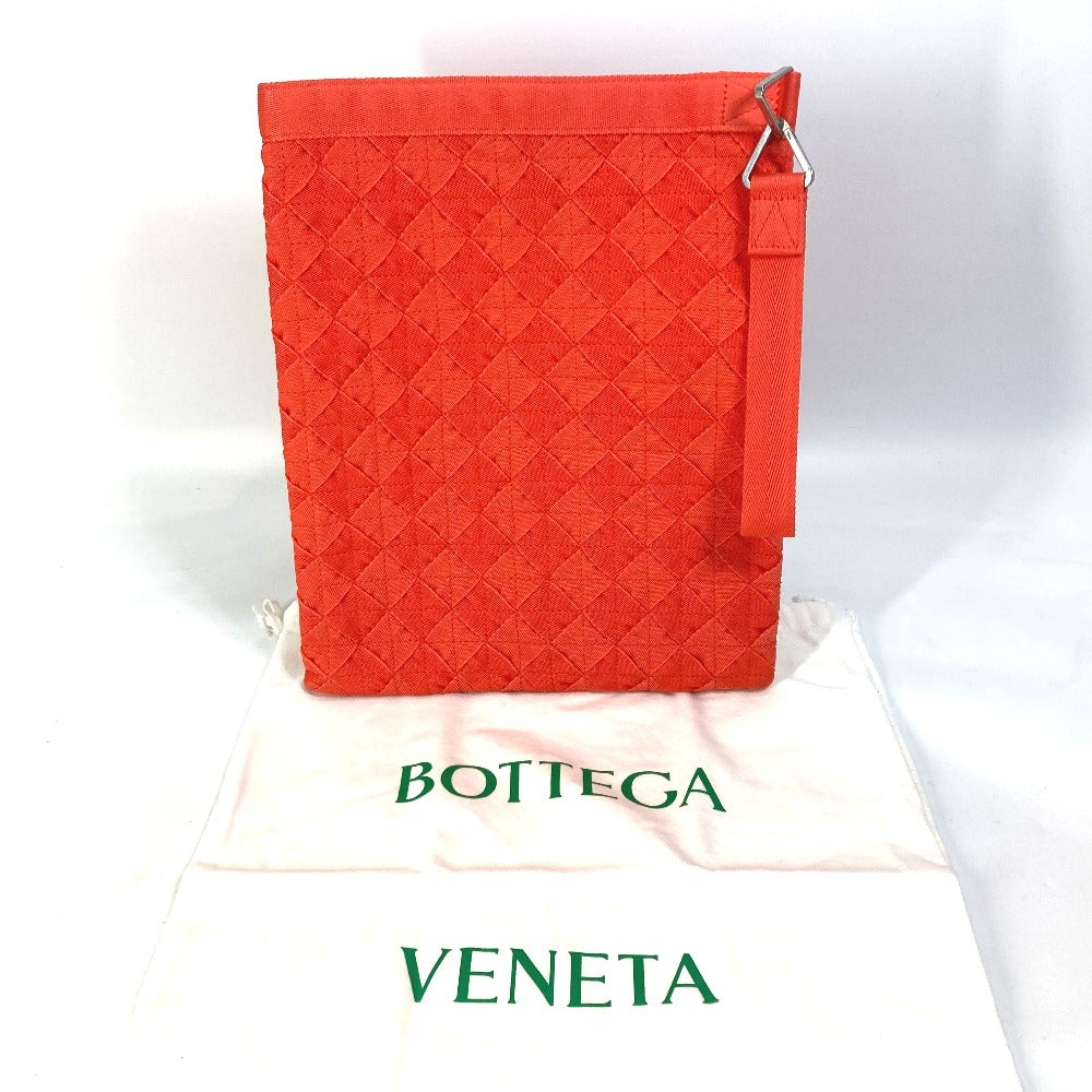 BOTTEGA VENETA 667060 Intrecciato Light Webbing Clutch Bag with Strap, Men's, Orange