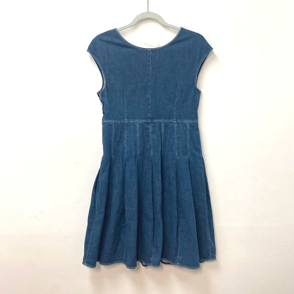 CHANEL P29999 Apparel Sleeveless 07C Coco Mark CC Denim Dress, Cotton, Women's, Blue