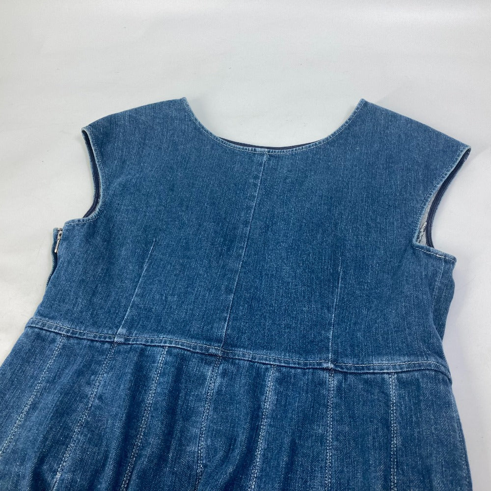 CHANEL P29999 Apparel Sleeveless 07C Coco Mark CC Denim Dress, Cotton, Women's, Blue