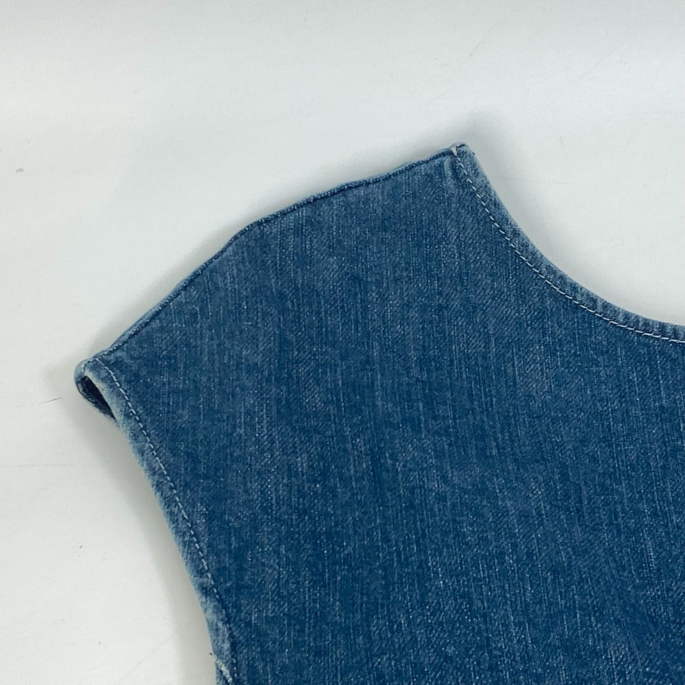 CHANEL P29999 Apparel Sleeveless 07C Coco Mark CC Denim Dress, Cotton, Women's, Blue