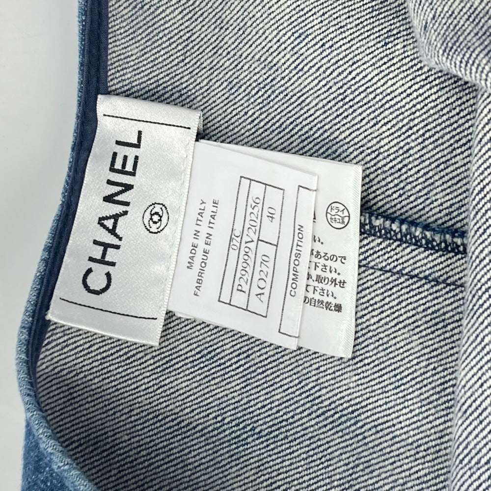 CHANEL P29999 Apparel Sleeveless 07C Coco Mark CC Denim Dress, Cotton, Women's, Blue