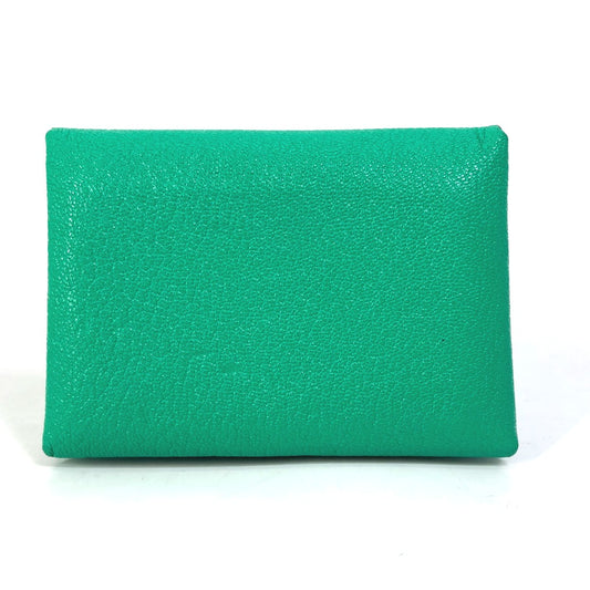 HERMES 小銭入れ コインケース カードケース カルヴィデュオ バイカラー カードケース シェーブル レディース ミント/モーヴペール グリーン
