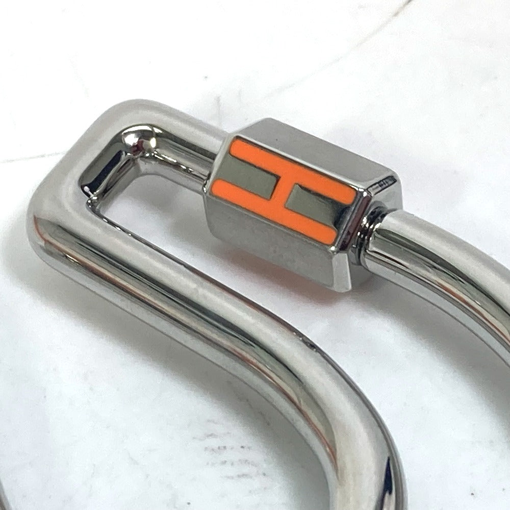 HERMES H logo charm, Ferra à Cheval, horseshoe, horse, horse hoof, Cheval key ring, metal, unisex, silver