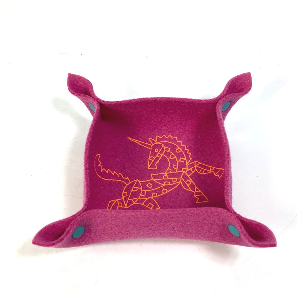 HERMES Vide Poche Epopée PM Tray, Felt Tray for Interior Accessories, Men's, Rose, Fuchsia, Pink