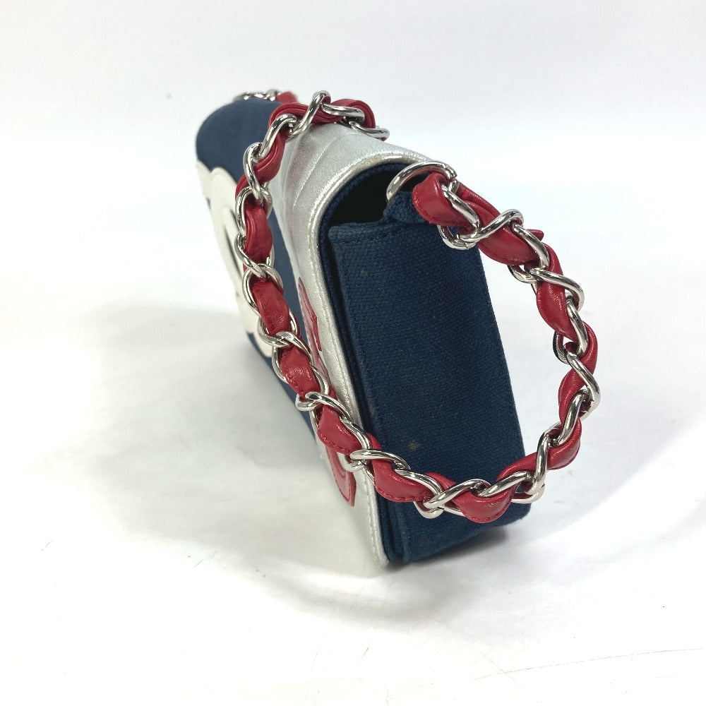 CHANEL Vintage No. 5 Chain Shoulder Bag in Canvas/Leather, Navy