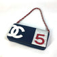 CHANEL Vintage No. 5 Chain Shoulder Bag in Canvas/Leather, Navy