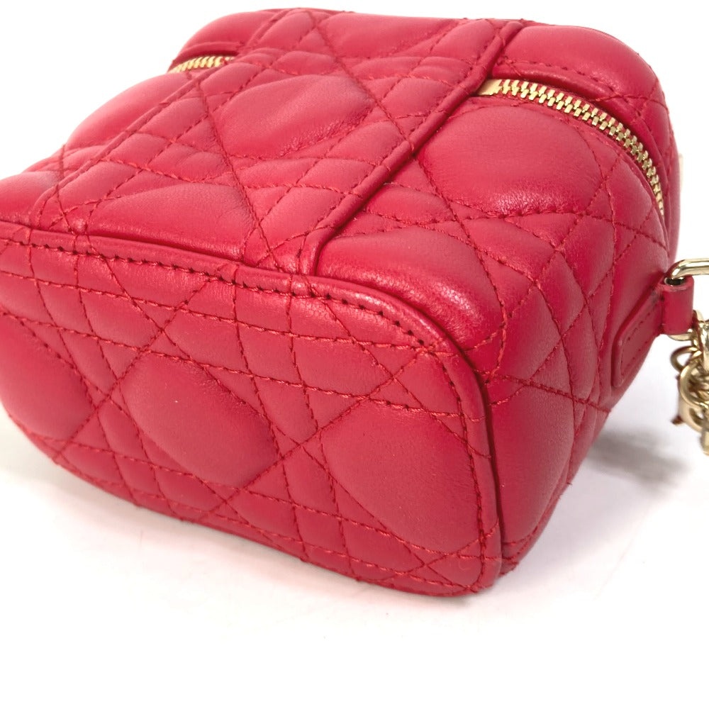 Dior S0918ONMJ Lady Dior Micro Vanity Cannage 2-Way Shoulder Bag/Handbag/Vanity Bag Leather Women's Red