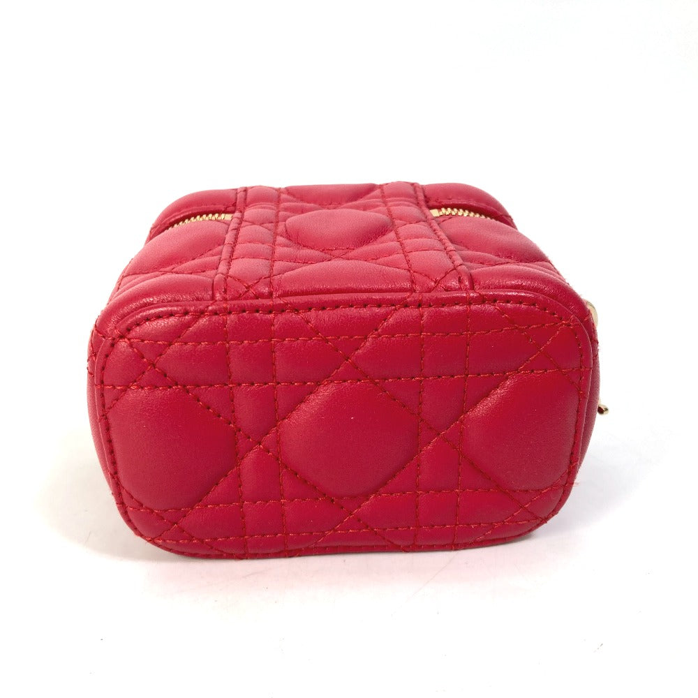 Dior S0918ONMJ Lady Dior Micro Vanity Cannage 2-Way Shoulder Bag/Handbag/Vanity Bag Leather Women's Red