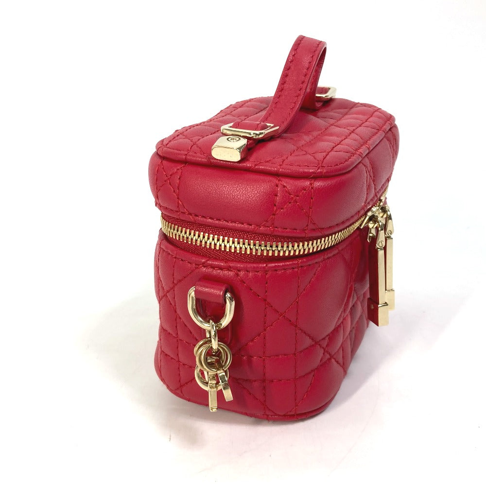 Dior S0918ONMJ Lady Dior Micro Vanity Cannage 2-Way Shoulder Bag/Handbag/Vanity Bag Leather Women's Red