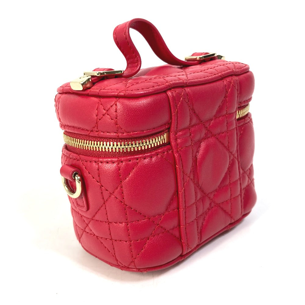 Dior S0918ONMJ Lady Dior Micro Vanity Cannage 2-Way Shoulder Bag/Handbag/Vanity Bag Leather Women's Red