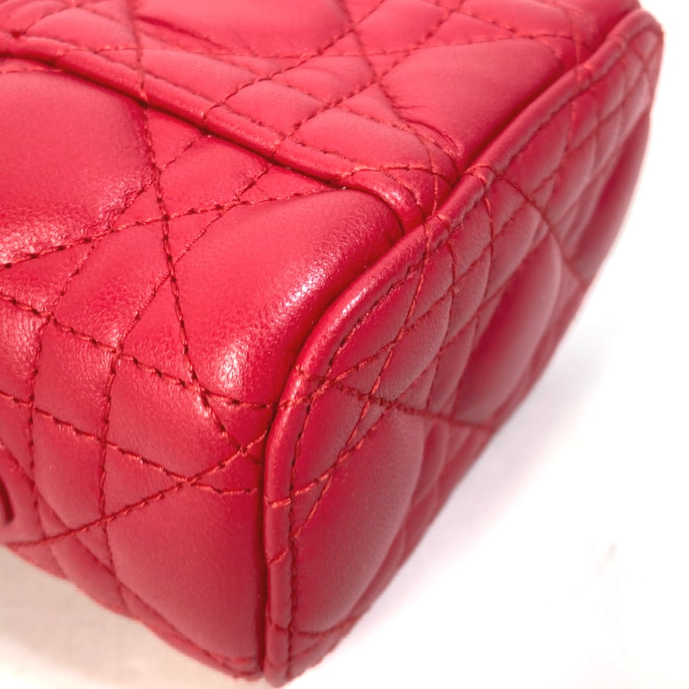 Dior S0918ONMJ Lady Dior Micro Vanity Cannage 2-Way Shoulder Bag/Handbag/Vanity Bag Leather Women's Red