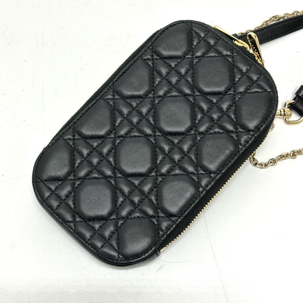 Christian Dior S0842ONMJ カナージュ フォンケース チェーン ショルダーバッグ レザー レディース ブラック