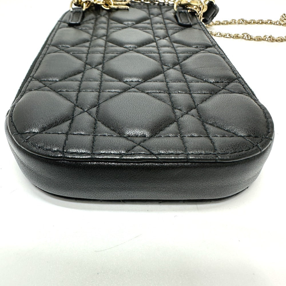 Christian Dior S0842ONMJ カナージュ フォンケース チェーン ショルダーバッグ レザー レディース ブラック