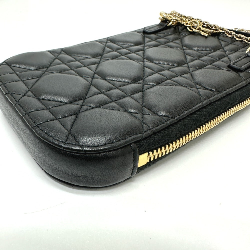 Christian Dior S0842ONMJ カナージュ フォンケース チェーン ショルダーバッグ レザー レディース ブラック
