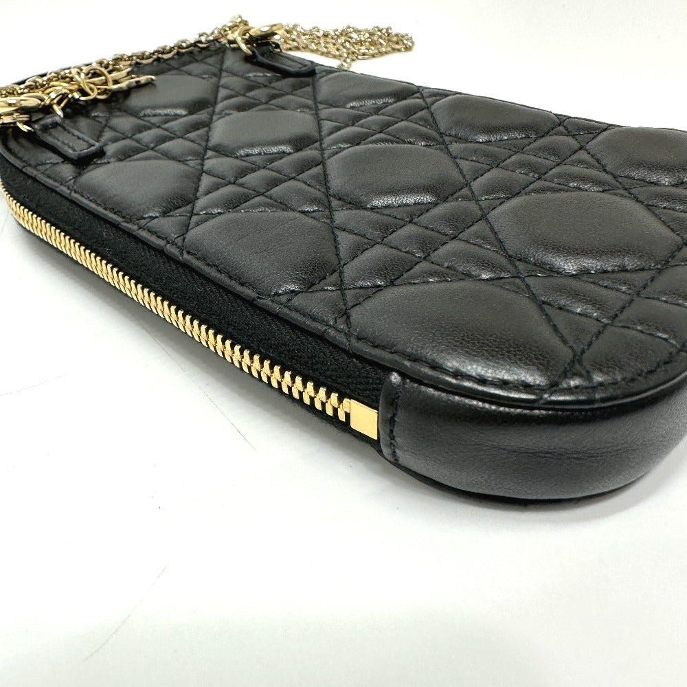 Christian Dior S0842ONMJ カナージュ フォンケース チェーン ショルダーバッグ レザー レディース ブラック