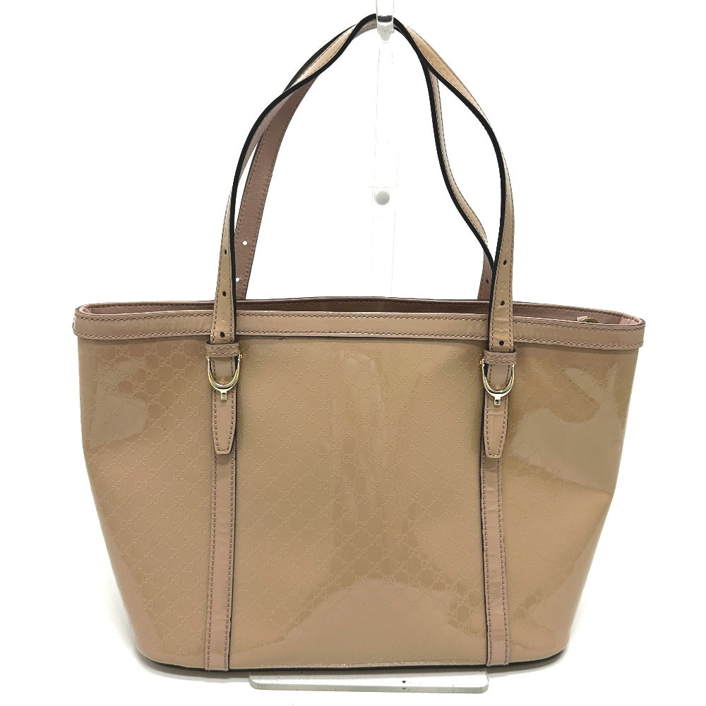 GUCCI 336776 マイクロGG ハンドバッグ トートバッグ エナメル レディース ベージュ