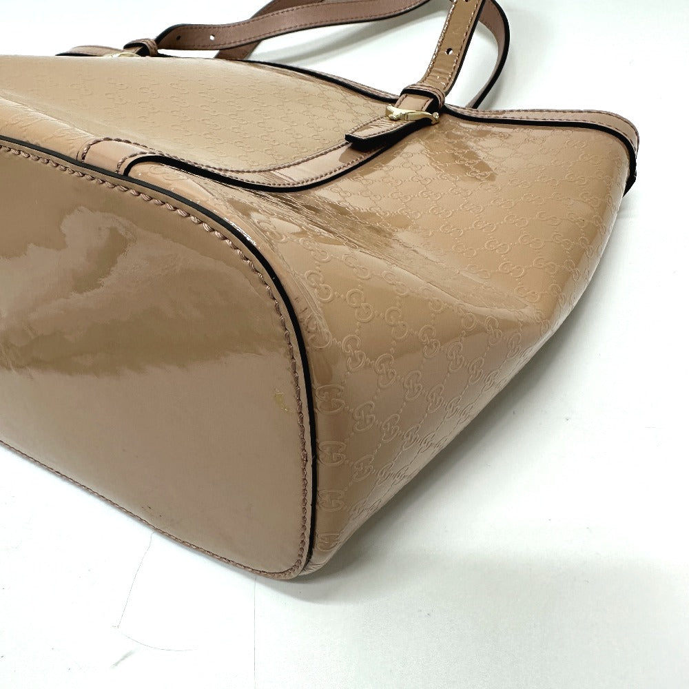 GUCCI 336776 マイクロGG ハンドバッグ トートバッグ エナメル レディース ベージュ