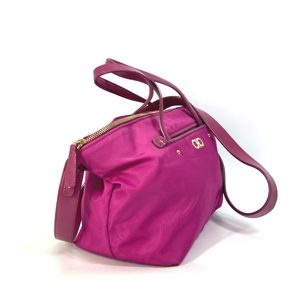 Salvatore Ferragamo Gancini Tote Bag, 2-Way Shoulder Bag/Handbag, Nylon/Leather, Women's, Pink