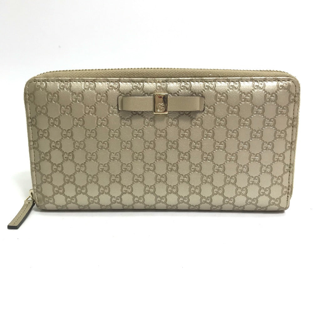 GUCCI 388680 グッチシマ ラウンドファスナー GG ロングウォレット 長財布 シマレザー メンズ ゴールド