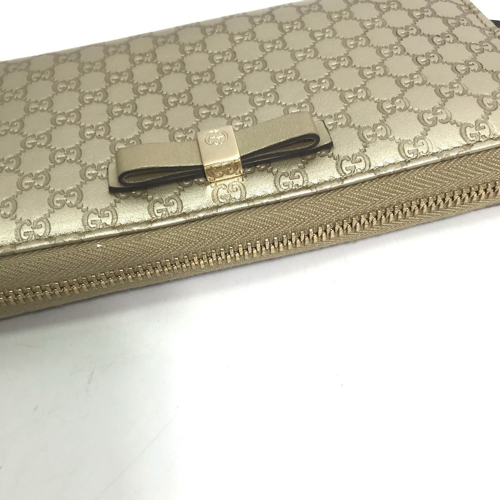 GUCCI 388680 グッチシマ ラウンドファスナー GG ロングウォレット 長財布 シマレザー メンズ ゴールド