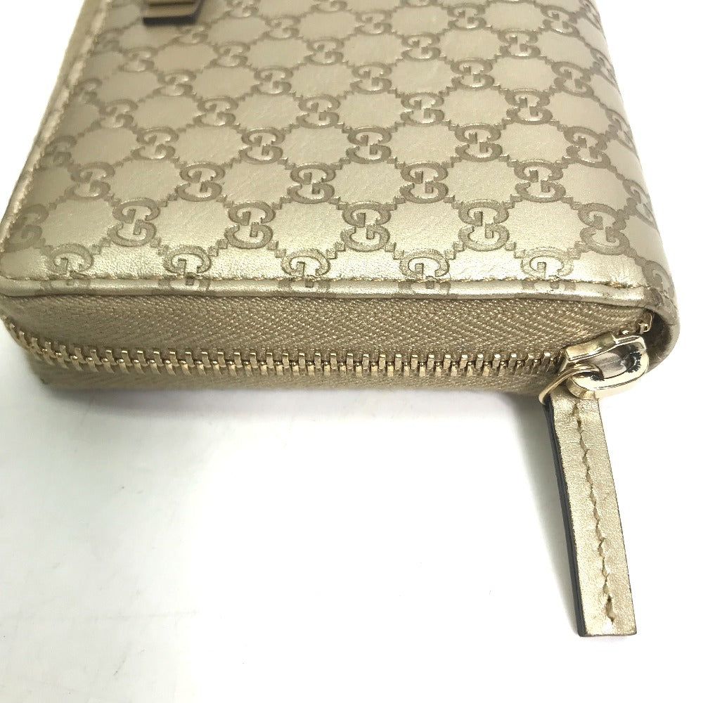 GUCCI 388680 グッチシマ ラウンドファスナー GG ロングウォレット 長財布 シマレザー メンズ ゴールド