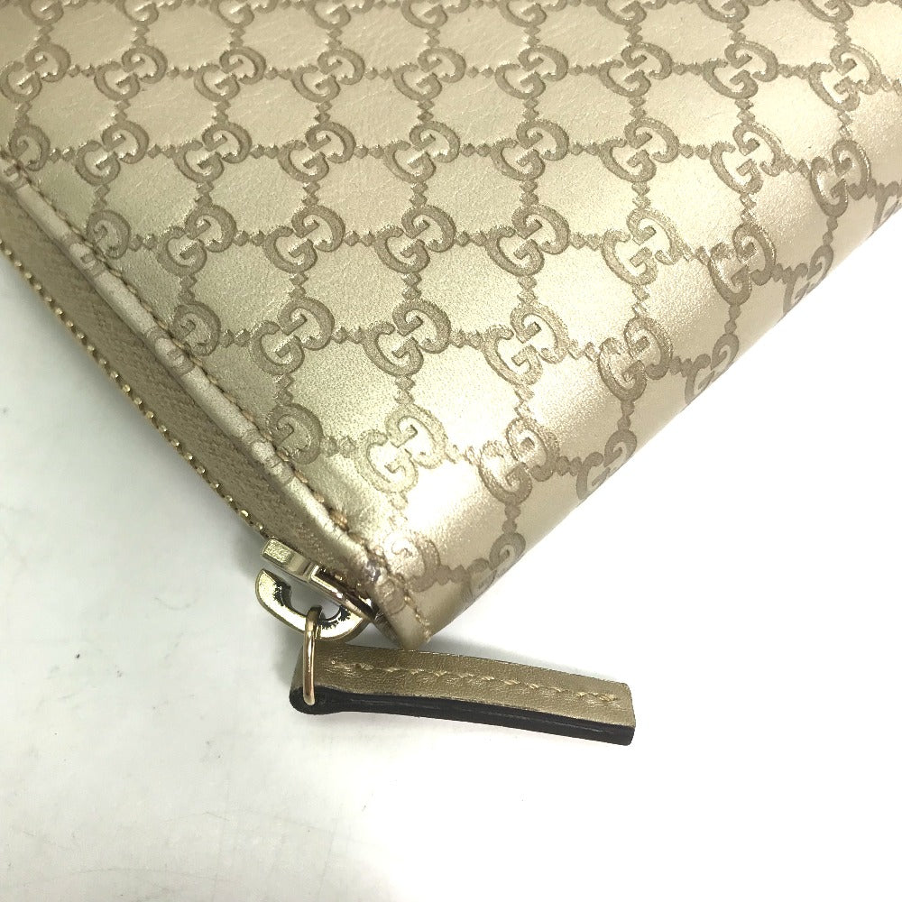 GUCCI 388680 グッチシマ ラウンドファスナー GG ロングウォレット 長財布 シマレザー メンズ ゴールド