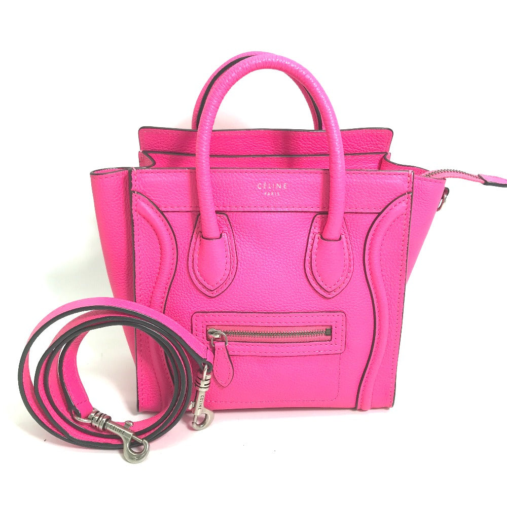 CELINE 189243 トートバッグ カバン 斜め掛け ラゲージナノ ショッパー 2WAY ショルダーバッグ ハンドバッグ レザー レディース ピンク