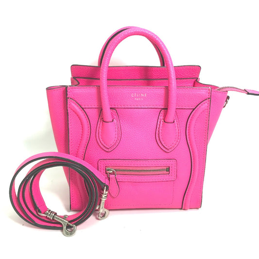 CELINE 189243 Luggage Nano Tote Bag, Crossbody Bag, Shopper, 2-Way Shoulder Bag, Handbag, Leather, Women's, Pink