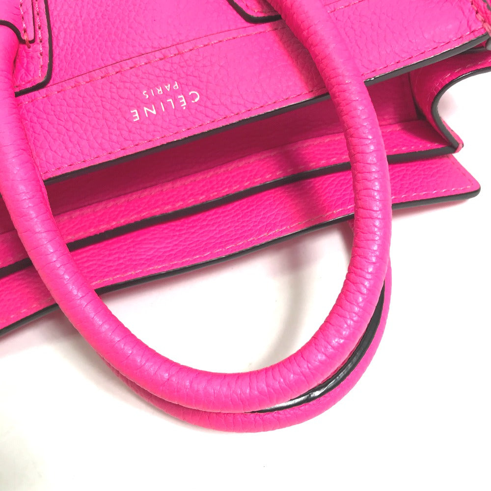 CELINE 189243 トートバッグ カバン 斜め掛け ラゲージナノ ショッパー 2WAY ショルダーバッグ ハンドバッグ レザー レディース ピンク