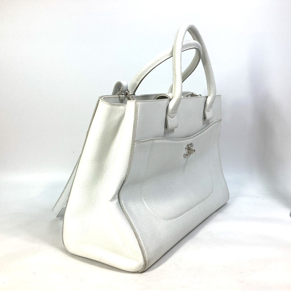 CHANEL A69931 CC Coco Mark Neo Executive Large 2-Way Shoulder Bag/Handbag in Caviar Leather, White