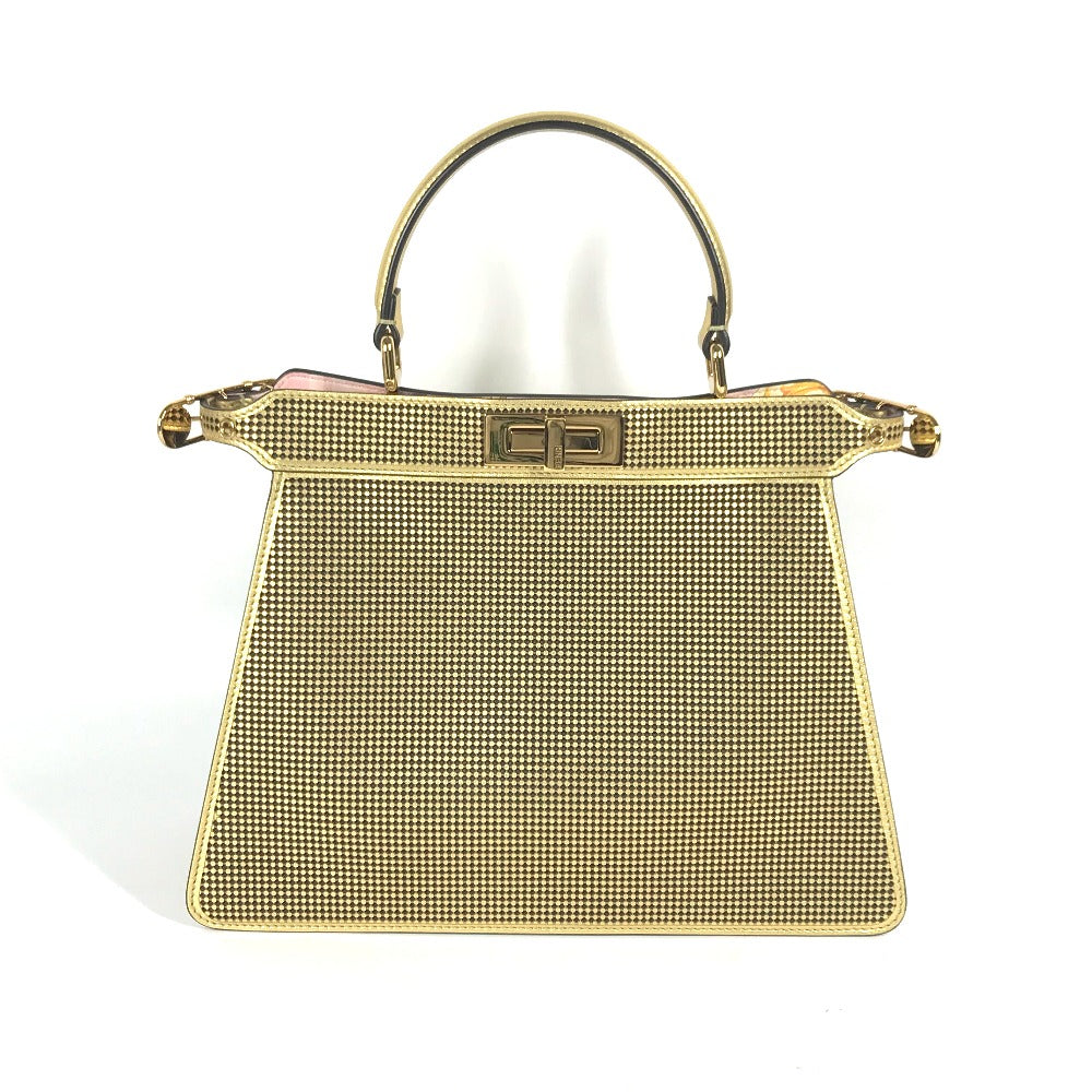 FENDI 8BN321 Versace collaboration FENDACE Peekaboo Medium ISEEU Medium 2-Way Shoulder Bag/Handbag Leather Women's Gold